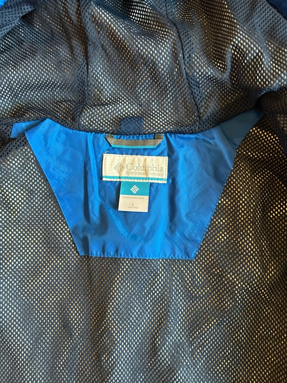 Columbia Omni-Tech Rain Jacket Blue Hooded Waterproof Shell Zip Up Boys Size L - Picture 2 of 6
